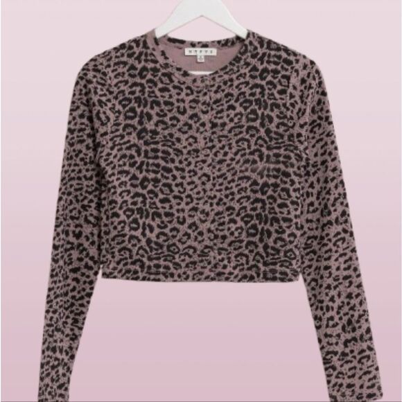 **Dusty Lav Leopard Cropped Cardigan Sz Md Teacher Librarian College Casual - Picture 1 of 4